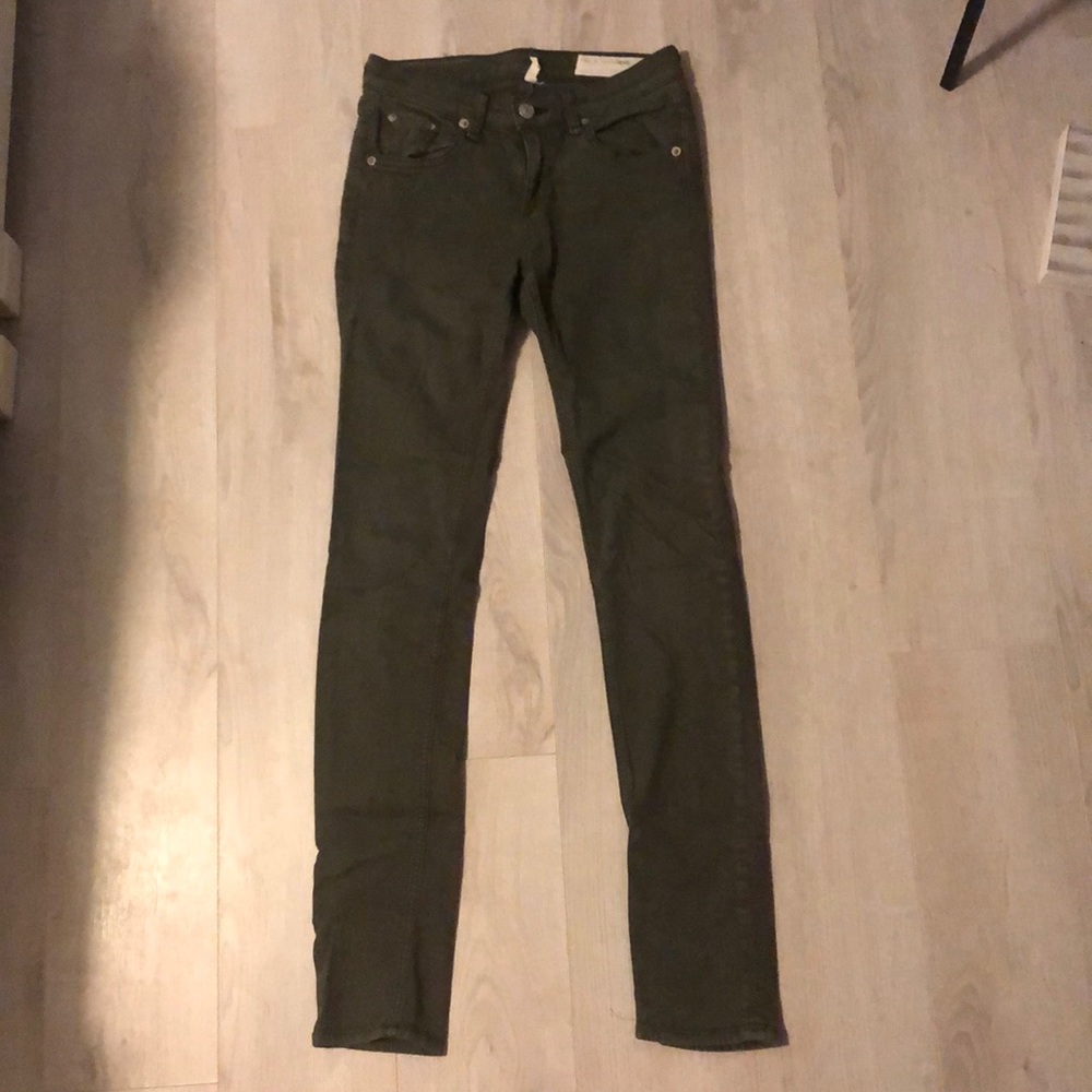 Rag & Bone Skinny Stretch Olive Green Jeans 25